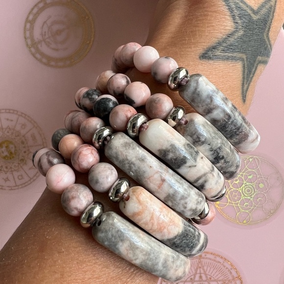 3 Bracelet Stack! Pink Zebra Mala ID Style - Picture 5 of 7